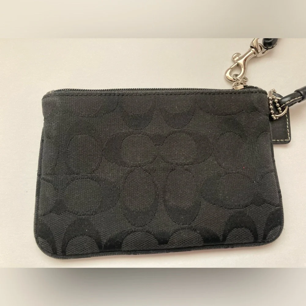 Coach Signature C Black Logo Canvas Wristlet - Picture 4 of 9